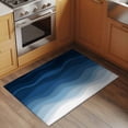 thumbnail image 2 of 2x3 Ft Entryway Area Rug, Navy Blue Ombre Kitchen Rug Runner Washable Floor Mat, Modern Moire Wave Gradient Non Slip Indoor Door Mat Throw Carpet for Bathroom Living Room Bedroom, 2 of 8