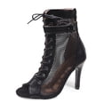 thumbnail image 2 of Sandalias Altas Bomba Botas Verano Malla Mujeres Peep Toe Cordera Correa Hebilla para Fiesta, 2 of 8