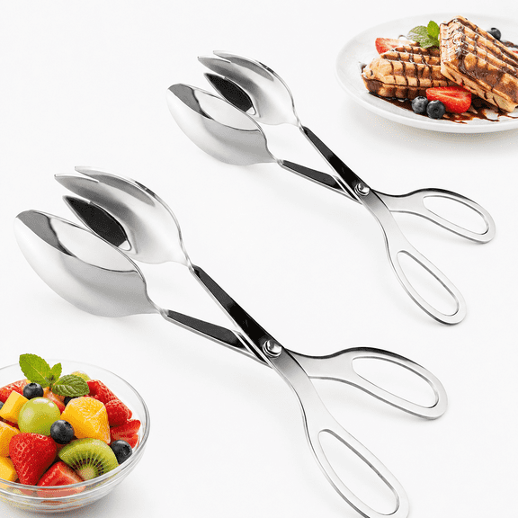 2 Pack 10 Inch Buffet Tongs, Stainless Steel Salad Tongs, Scissor Serving Tongs for Bread, Cake, BBQ, Seafood, Catering, Kitchen and Party