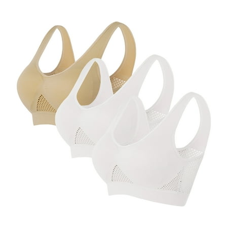 TrendVibe365 Support Bras for Women Full Coverage and Lift Multipack Mesh Wirefree Push up Bralettes Padded U Back Wide Strap Supportive Corset Full Coverage Crop Tank Top Comfy Lingerie 2XL