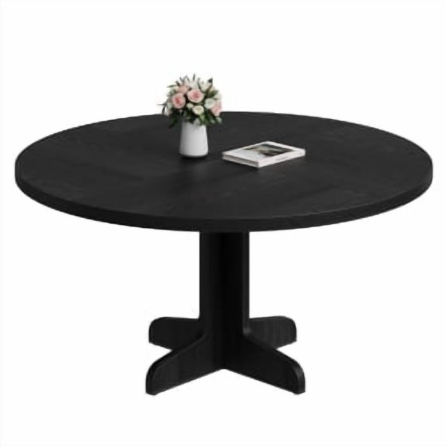 1 Table à Manger Ronde en Planches de Bois avec Pieds Courbés