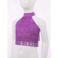 thumbnail image 5 of Miutii Kids Girls Halter Tassel Modern Latin Ballet Dance Crop Tops Sleeveless Layered Fringe Vest Ballroom Shirts Purple 10, 5 of 7