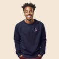 thumbnail image 3 of Dalix Flamingo Embroidered Fleece Crewneck Long Sleeve Sweatshirt Mens in Heather Navy L Large, 3 of 5