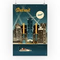 thumbnail image 2 of Detroit, Michigan, Retro Skyline (16x24 Giclee Gallery Art Print, Vivid Textured Wall Decor), 2 of 3