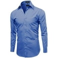 thumbnail image 2 of Omega Italy Men's Long Sleeve Dress Shirt Solid Color Regular Fit 25 Colors, 2 of 5