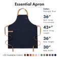thumbnail image 2 of Delantal Hedley & Bennett Essential de lona de algodón de 12 oz, azul, 2 of 6