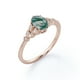 thumbnail image 4 of JeenMata Anillo Compromiso 6 Puntas Filigrana Milgrain Ovalada Drusa Ágata Verde Musgo y Moissanita 1,10 ct Marquesa Baño Oro Rosa 18K sobre Plata, 4 of 6