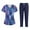 BB#-006 Dark Blue, variant on JULMCOMO Scrubs for Women Plus Size Scrub Set Stretchy V-Neck Yoga Scrub Pants and Tops Nursing Scrubs Medical Scrub Sets Uniformes De Enfermeras De Mujer XXL