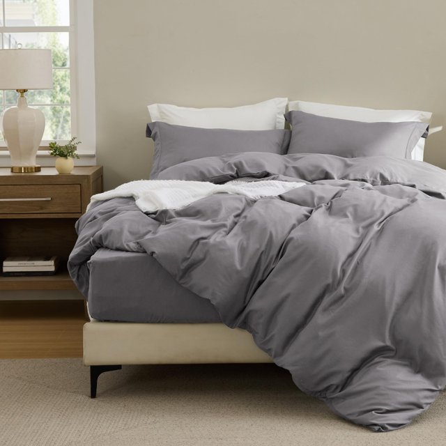 Set de Ropa de Cama Bedsure con Funda Nórdica y Sábana Ajustable Queen Gris