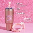 thumbnail image 3 of Paris Hilton 40oz Stainless Steel Tumbler with Removable Handle, Straw, and Lid, Metallic Pink, 3 of 8