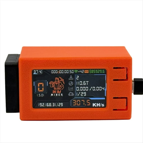 Minero de Lotería NMminer Nerdminer 307KH/S BTC Solo, Pantalla A Color de 1,91 Pulgadas, con Ventilador