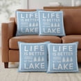 thumbnail image 6 of Set of 2 LIFE IS Pillow Covers 16x16 Inch, BETTER AT THE LAKE Minimalism Blue Decorative Throw Pillow Cases Cotton Cushion Covers for Sofa Couch Bed Living Room Bedroom Home Decor, 6 of 9