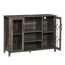 Luku Wine Bar Cabinet with LED Light, Home Coffee Cabinet with Glass Rack, Kitchen Sideboard, Fire color