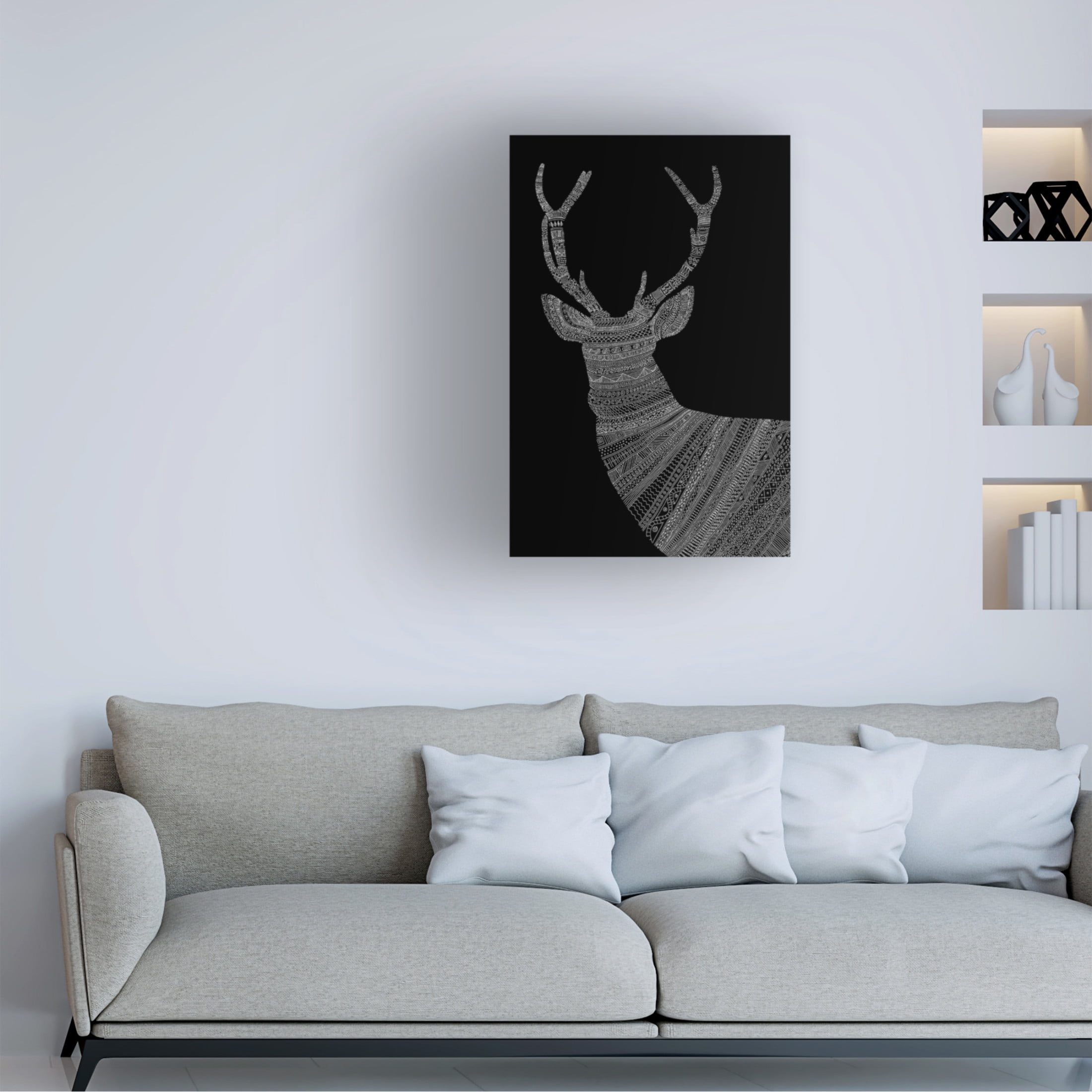 Trademark Fine Art Florent Bodart Stag Black Canvas Wall Art