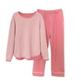 thumbnail image 2 of Goodtrade8 Pajamas Women Fleece Sleepwear Casual 2 Piece Crew Neck Solid Color Long Sleeve Womens Pajamas, 2 of 6