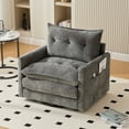 thumbnail image 5 of Villeston Swivel Accent Chair, 36.2"W Oversize Chenille Armchair with Side Bag, Modern Comfortable Chair for Living Room, Bedroom, Gray, 5 of 9