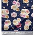 thumbnail image 1 of Soimoi Blue Cotton Cambric Fabric Dot & Ranunculus Floral Print Fabric by the Yard 42 Inch Wide, 1 of 3