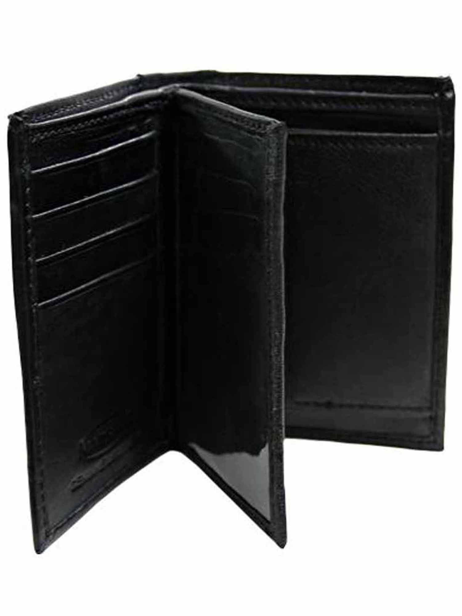 Marshal Special Series Crocodile Pattern Bifold Mens Leather Wallet with Removable Flap 2 ID Windows 5582 CF, Black