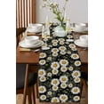 thumbnail image 4 of ERUNPONLY White Daisies Table Runner - 120 Inch Long Black Botanical Floral Flowers Leaves Cotton and Linen Blended Dress Scarves Farmhouse Table Runner for Kitchen Dining, Coffee Table, 13"x120", 4 of 8