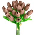 thumbnail image 1 of Tulipanes artificiales Mandy, flores sintéticas de poliuretano, color marrón, 20 tallos, 1 of 9