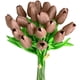 thumbnail image 1 of Tulipanes artificiales Mandy, flores sintéticas de poliuretano, color marrón, 20 tallos, 1 of 9