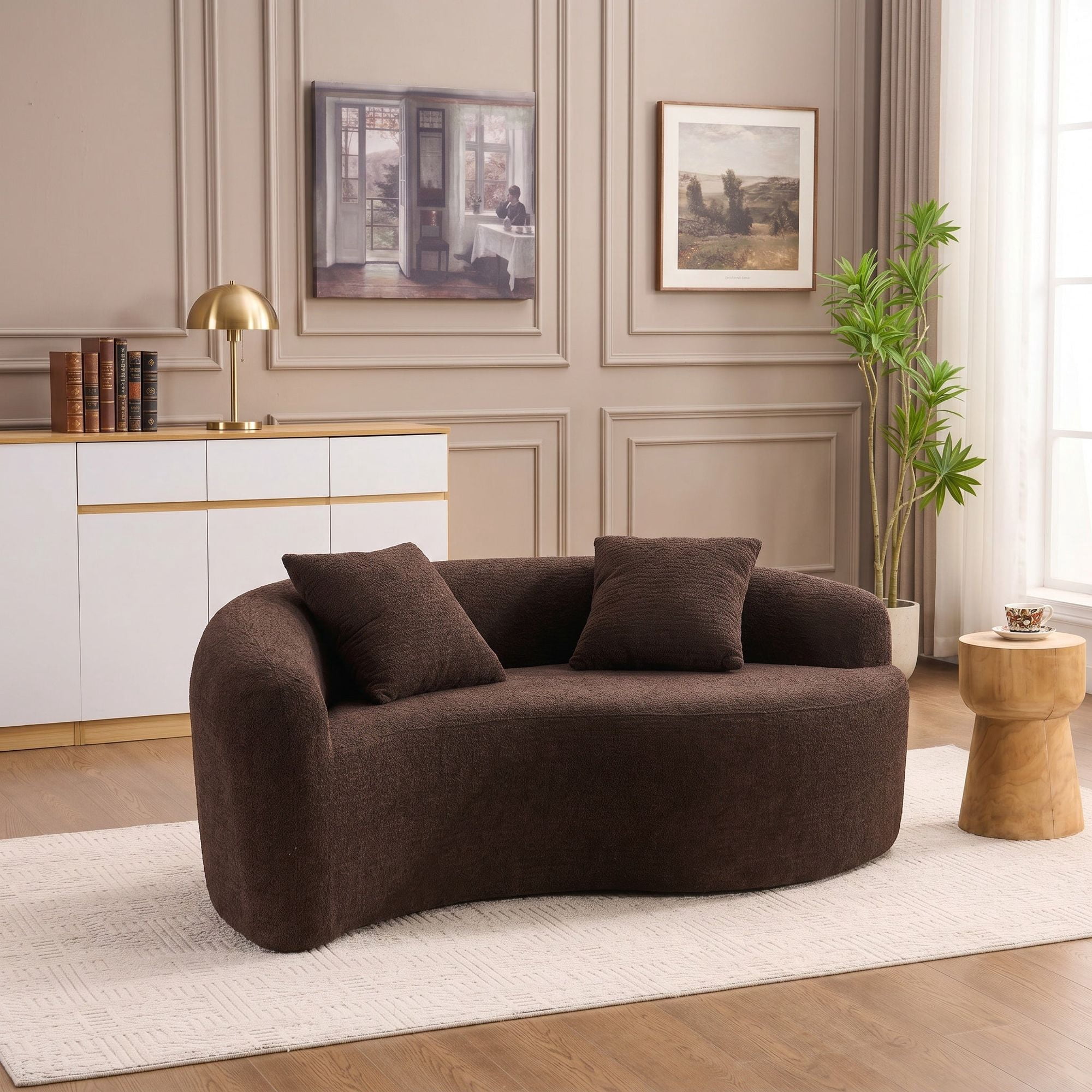 Sailvan S-Curved Chenille Sofa Loveseat, Dual-Depth, No Assembly, Compact for Small Spaces