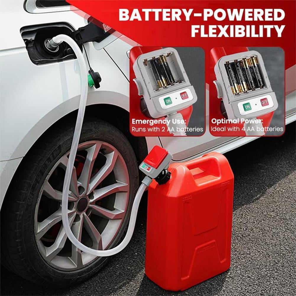 Portable Fuel Pump, Automatic Transfer with Auto-Stop, 3 Tank Adapter, 9.08L Per Min Fast and Safe Portable Gas Can Pump for Oil, Diesel, Gasoline