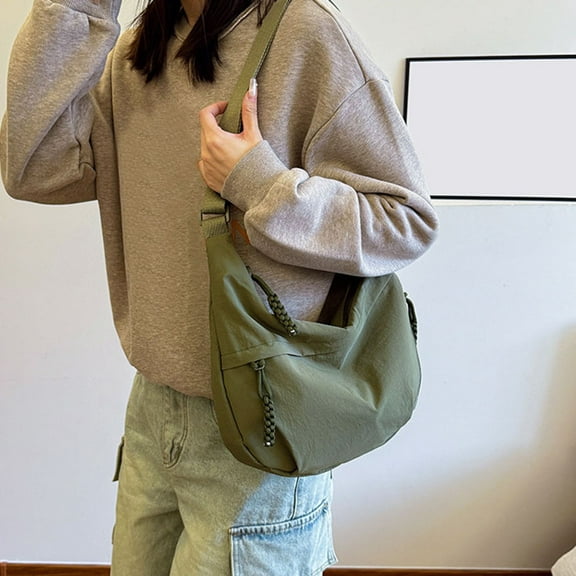 Nylon Crossbody Bag for Women Shoulder Tote Handbag Casual Sling Bag Dumpling Purse Bag for Outdoor Travel