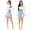 Light blue, variant on KTMKH Women's Boho Skirt Pleated A-Line Swing Skirts Summer Casual High Waist Denim Pocket Hole Button Short Jeans Skirt