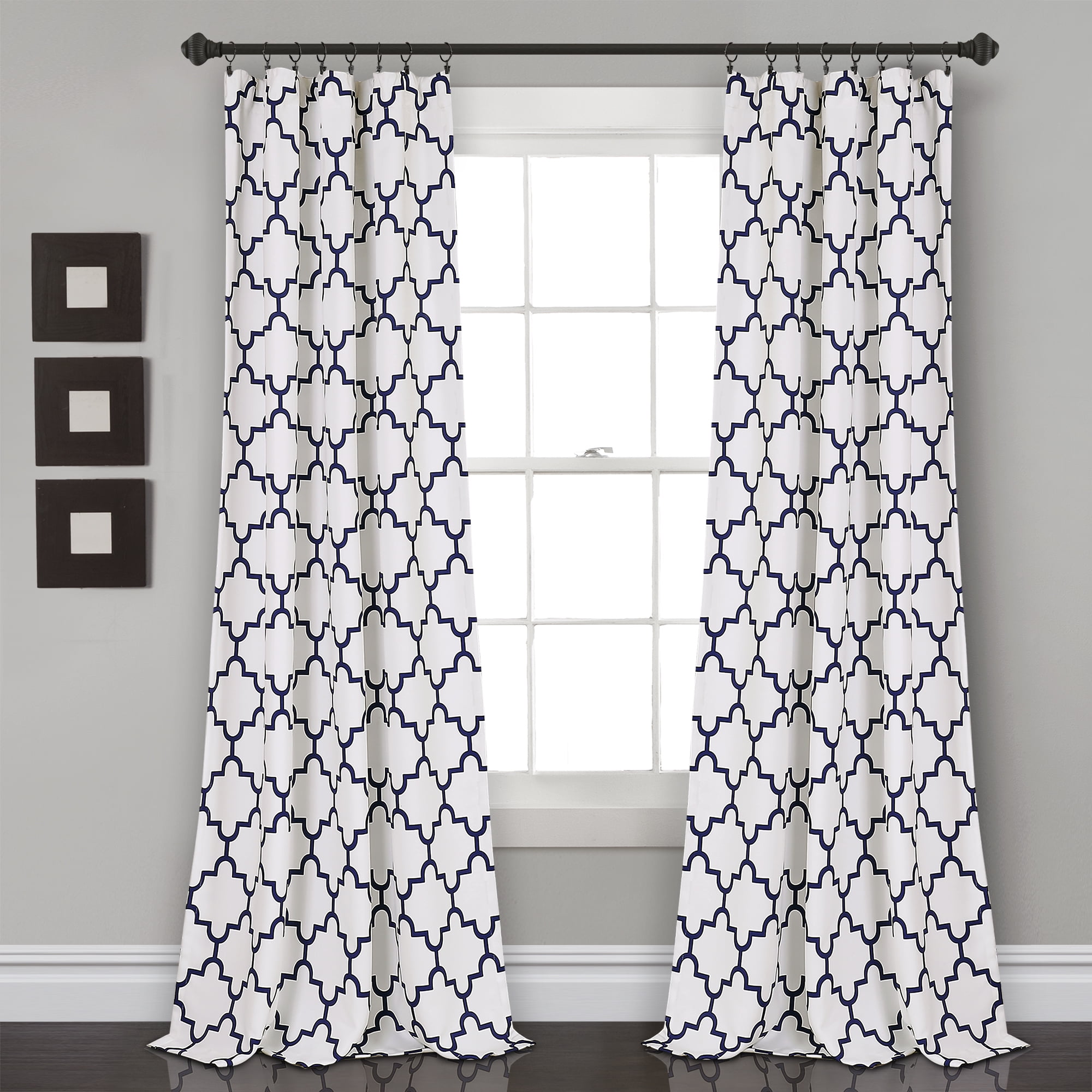 Bellagio Room Darkening Window Curtain Panels Navy 52x84 Set