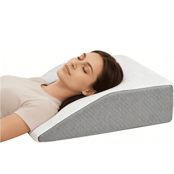 Bed Wedge Pillow, 7 Inch Wedge Pillow for Neck Pain Relief and Acid Reflux, Body Pillow for Post Surgery Support and Sleeping Comfort, Helps with Snoring and Back Pain Relief