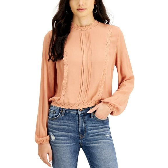 Self Esteem Juniors Pleated Lace-Trim Blouse