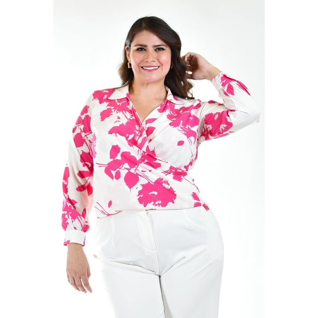 Blusa escote cruzado Roman Fashion Tallas Extras 1835 Fucsia 36