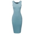 thumbnail image 2 of A2Y Women's Solid Fitted Classic Sleeveless Premium Cotton Midi Dress Blue Grey L, 2 of 5