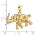 thumbnail image 3 of 14K Yellow Gold Textured Polished Finish 3-Dimensional Elephant With Tusk Charm Pendant, 3 of 5