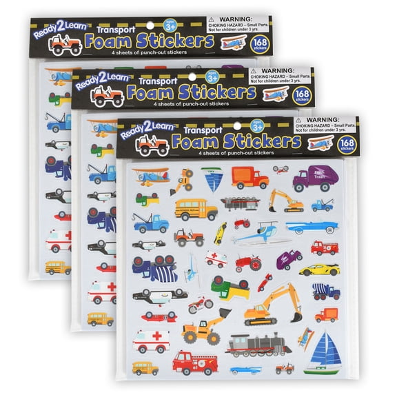 READY 2 LEARN Foam Stickers - Transport - 168 Per Pack - 3 Packs