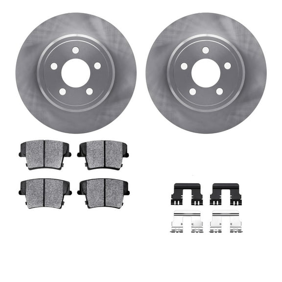 Dynamic Friction Company Front Brake Rotors with Heavy Duty Brake Pads includes Hardware - 6212-46099