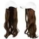 thumbnail image 3 of Gorra de béisbol blanca de moda, peluca de sombrero, postizo largo y rizado, extensión de cabello para exteriores, marrón claro, 3 of 14