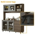 thumbnail image 7 of MONSLIPA Kitchen Pantry Storage Cabinet, Kitchen Hutch Sideboard Buffet Cabinet Wood Cupboard with Glass Door and 4 Storage Drawers, Walnut, 7 of 7