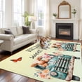 thumbnail image 3 of HELLO Sweet Cheeks Washable Living Room Rugs 6'x9', Flower Cars Cows Pigs Yellow Green Ombre Low Pile Throw Large Area Rug Non-Slip Sturdy Edge Binding Carpet for Dining Room Kitchen Office, 3 of 9