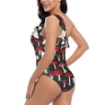 thumbnail image 4 of Sikiie Red Mushrooms Print Women One Piece Swimsuits Tummy Control One Shoulder Bathing Suits Ruffle Swimwear, From S to XXL-XX-Large, 4 of 6