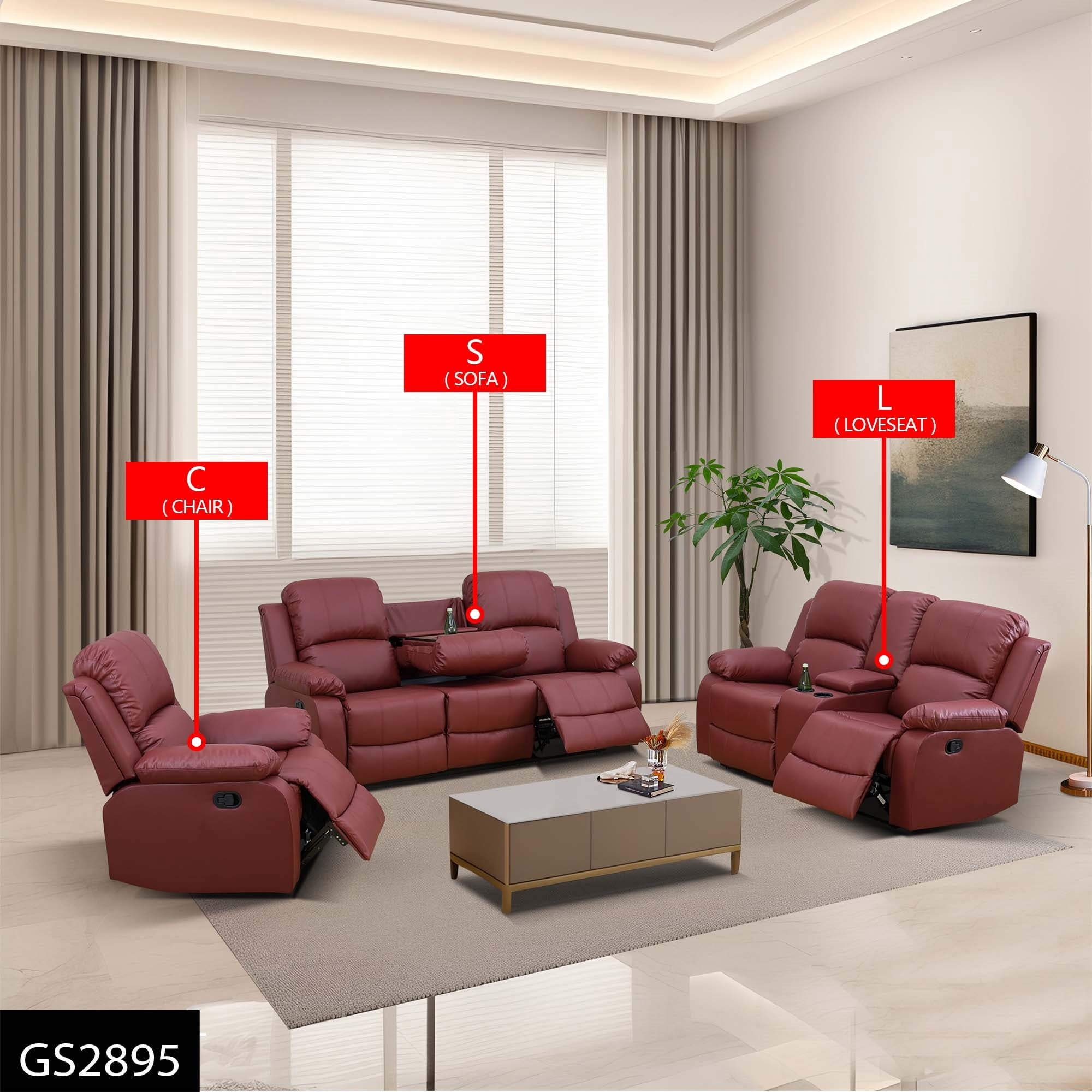 Semi PU and PVC 3-Seat Sofa - Modern Sofa with Intelligent Functions, Storage Bucket, and Reversible Coffee Table for Living Room
