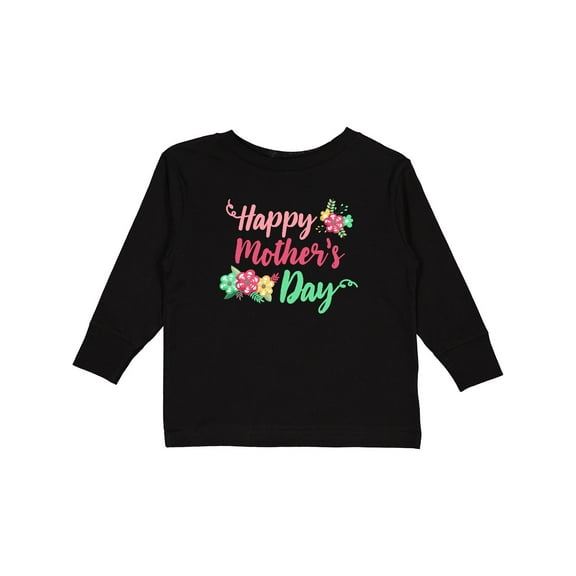 Inktastic Happy Mothers Day with flowers Boys or Girls Long Sleeve Toddler T-Shirt