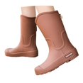 thumbnail image 3 of XIMIN Women's Solid Color Rain Boots Mid-Calf Platform Heel Shoes for Daily Wear Comfortable Slip Long Boots Comfortable Fashionable Durable Footwear, 3 of 5