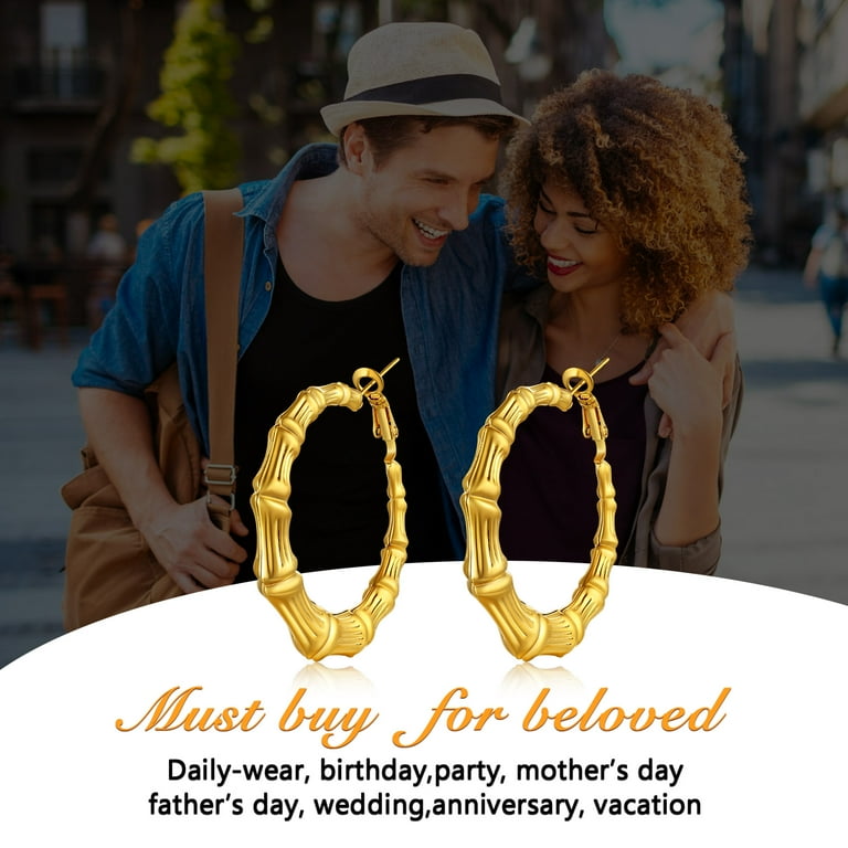 U7 Large Big Hoop Earring for Women Stainless Steel Gold Plated