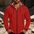 thumbnail image 6 of Men's Lightweight Raincoat Thicken Fleece Lined Softshell Jacket Waterproof Warm Windbreaker with Zip Pockets for Hiking Camping Outdoor, Red, M, 6 of 10