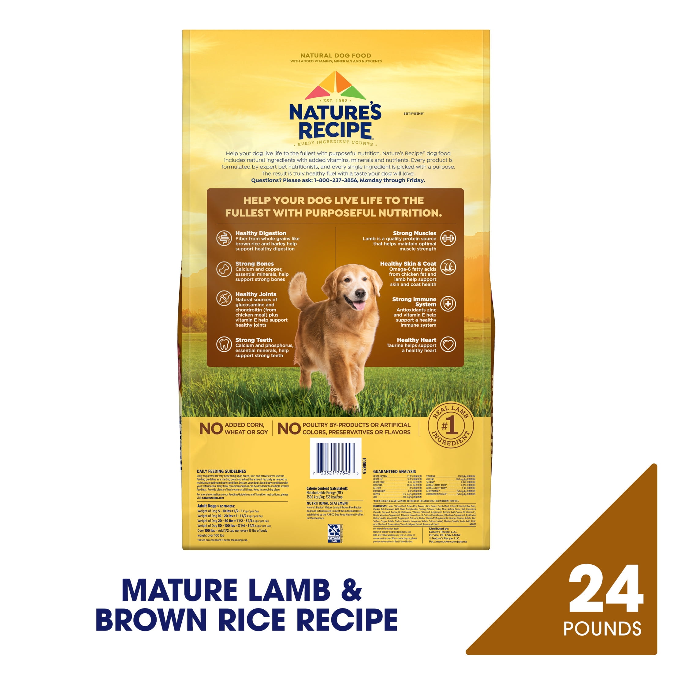 Nature's Recipe Mature Lamb & Brown Rice Dry Dog Food for Senior Dogs, 24 lb Bag