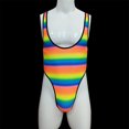 thumbnail image 5 of VONCOS Mens Pink Rainbow Striped Briefs, Nylon Spandex Underwear Soft Stretchy Lounge & Sleepwear for Men,Size M, 5 of 7
