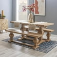 thumbnail image 2 of Linon Larson Solid Pine Wood Double Pedestal Bench in Rustic Honey Brown, 2 of 7
