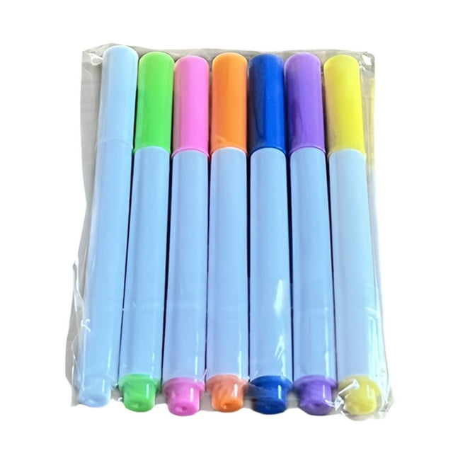 7 Pack Pencil Case Glowing Rainbow Erasable Reusable Pen 2ML Classic Design Pen Smart Design, Smooth Writing Experience Office Pens for Women Men Journaling and Office Supplies Use